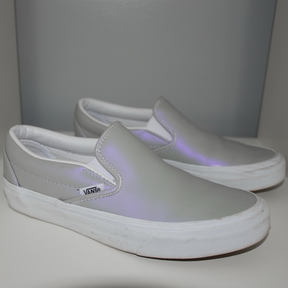 muted metallic slip on vans